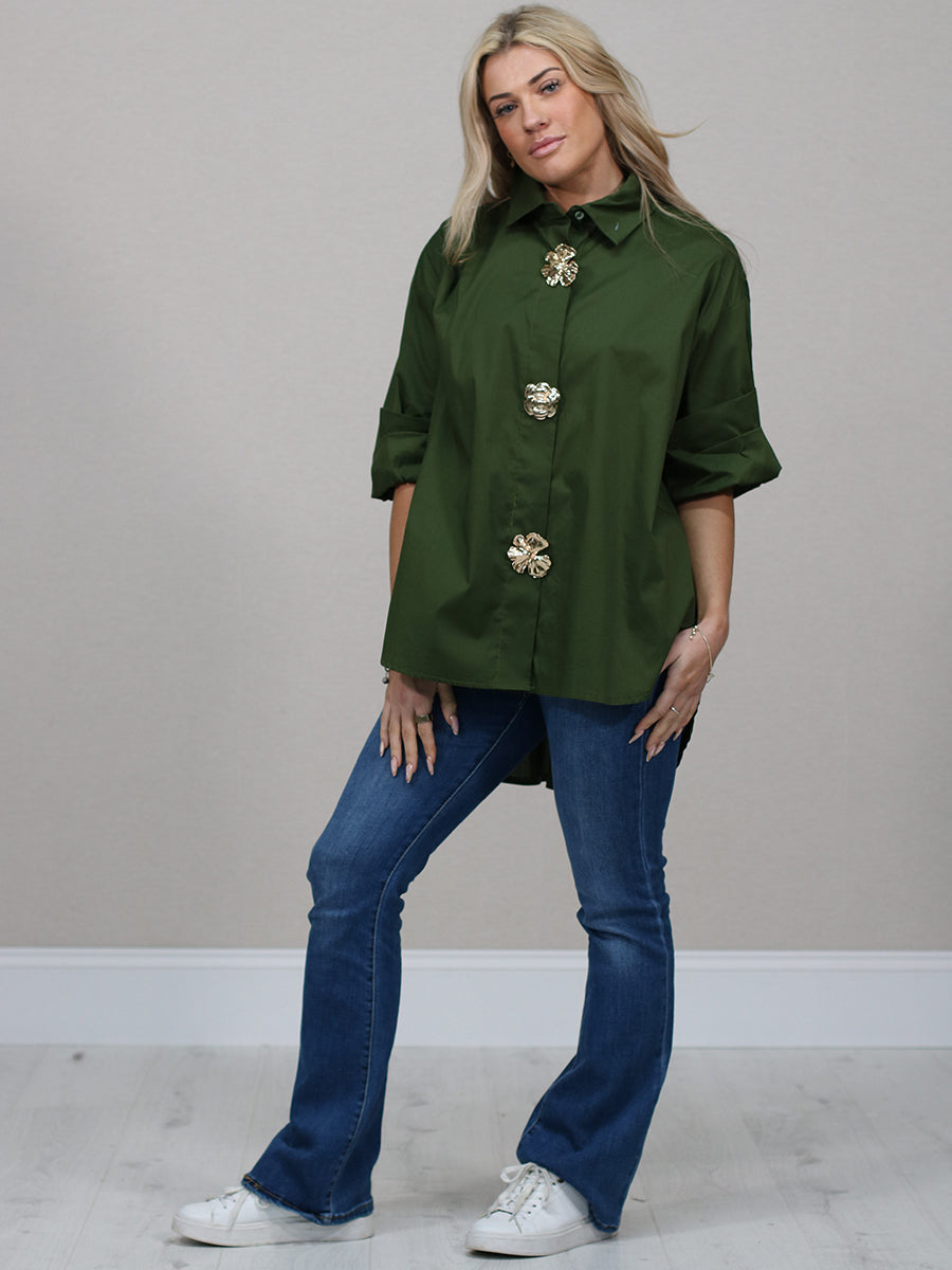 Solid Cotton Hi-Lo Women Shirt