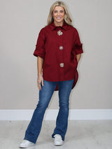Button Down Cotton Shirt Wine