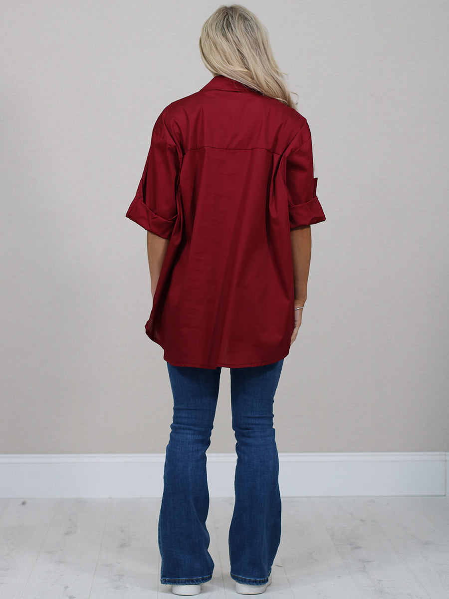 Solid Cotton Hi-Lo Women Shirt