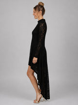Dipped Hem Solid Crochet Lace Tunic Dress