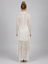 Dipped Hem Solid Crochet Lace Tunic Dress