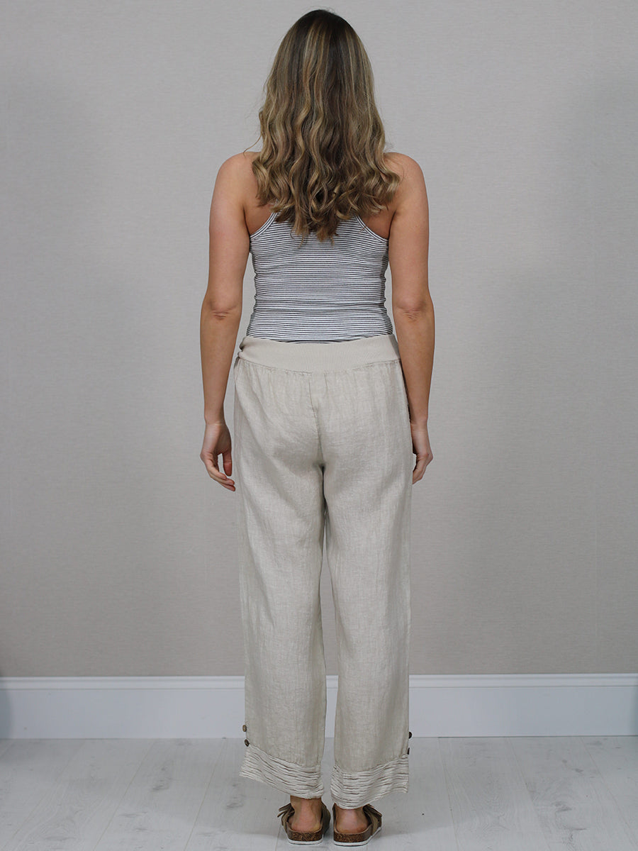 Solid Linen Wide Leg Trouser