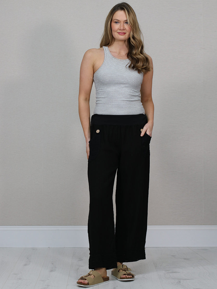 Women Linen Trouser Black