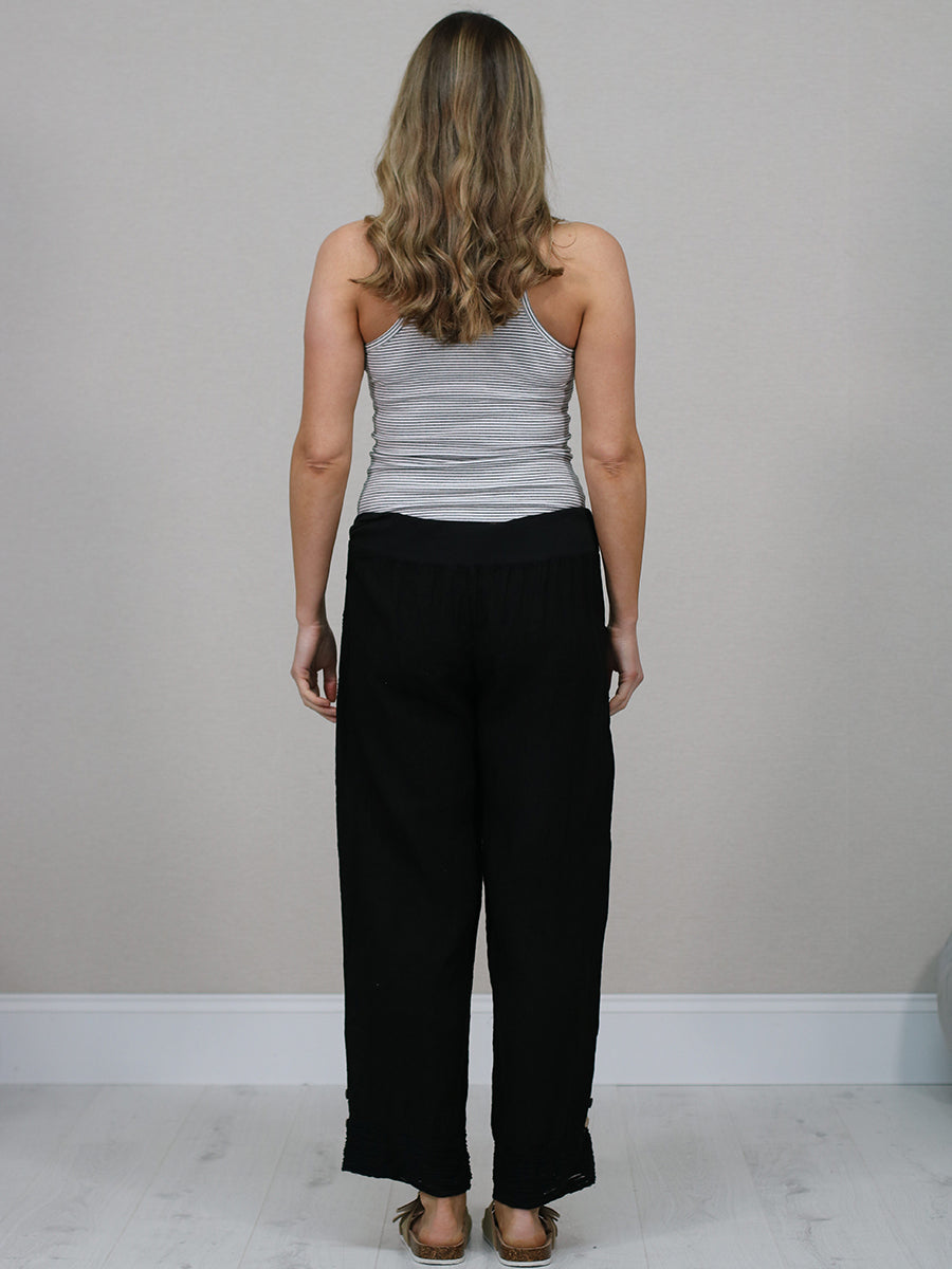 Solid Linen Wide Leg Trouser