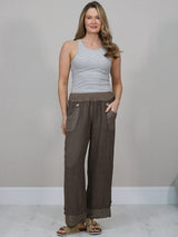 Women Linen Trouser Chocolate