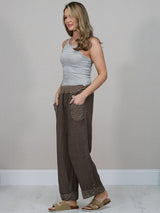 Solid Linen Wide Leg Trouser