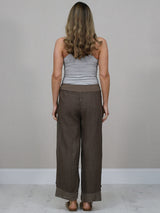 Solid Linen Wide Leg Trouser