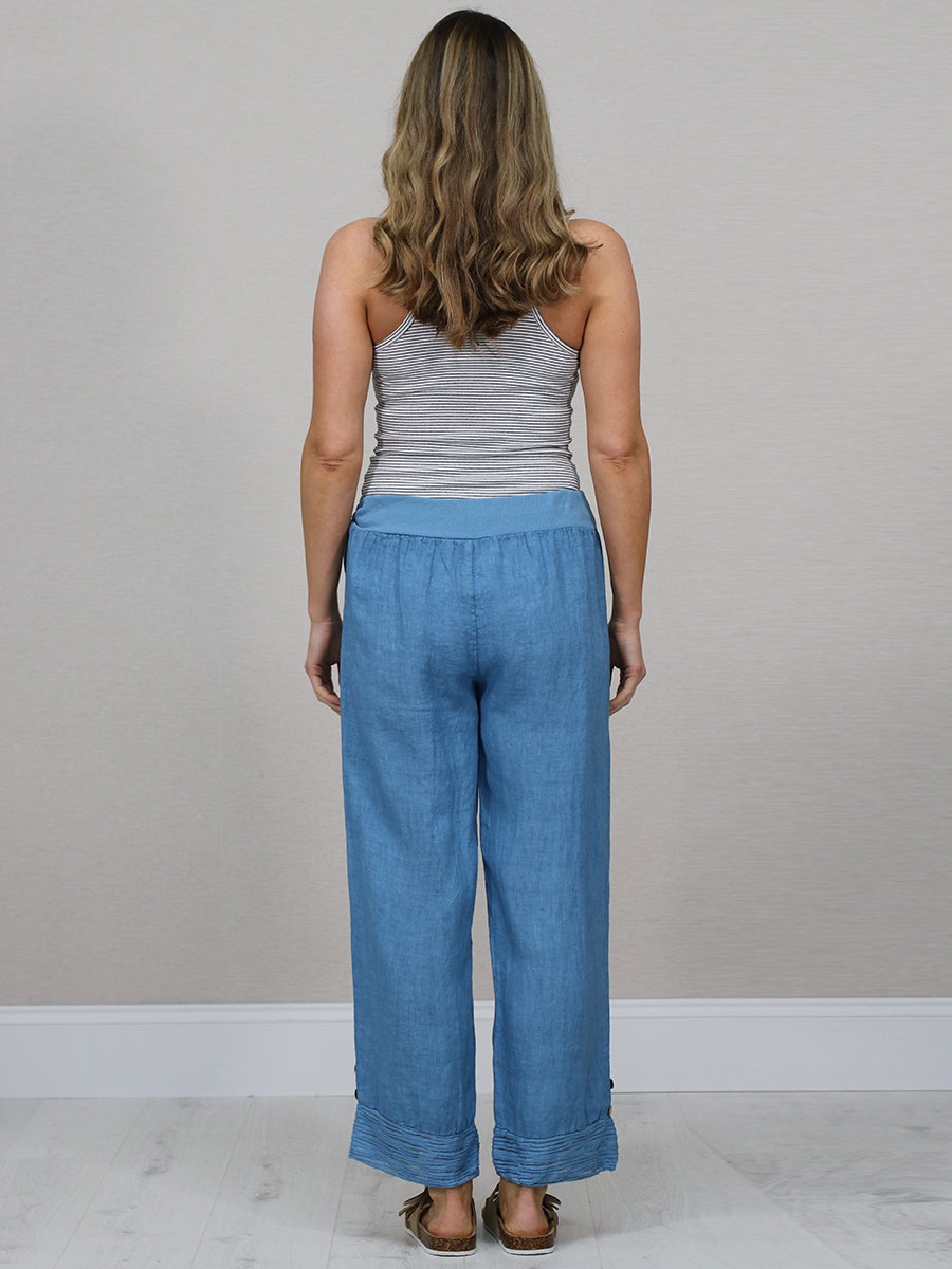 Solid Linen Wide Leg Trouser