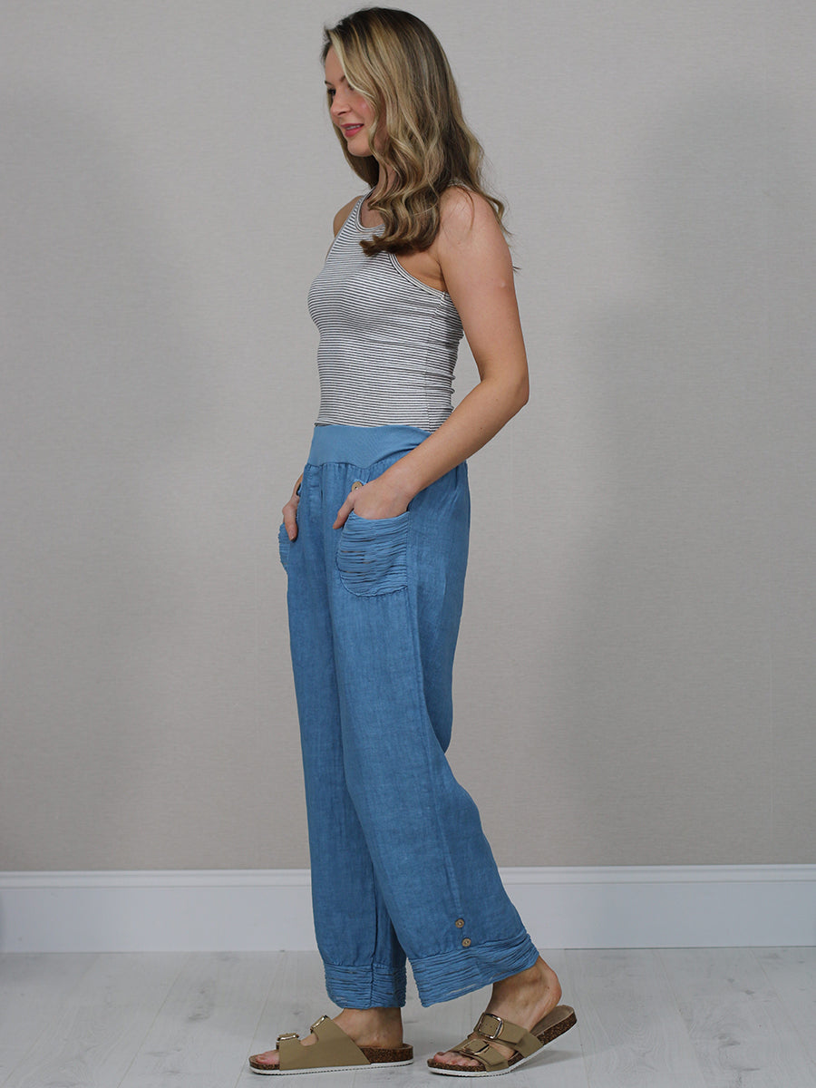 Solid Linen Wide Leg Trouser