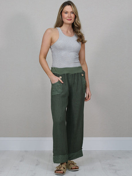 Women Linen Trouser Khaki