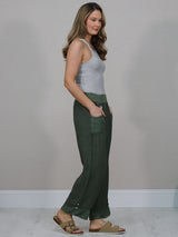 Solid Linen Wide Leg Trouser