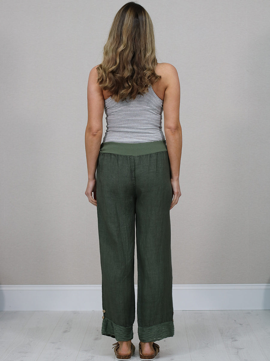 Solid Linen Wide Leg Trouser