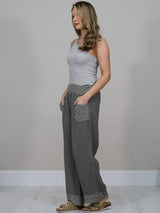 Solid Linen Wide Leg Trouser