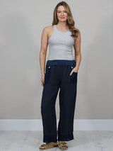 Women Linen Trouser Navy