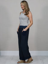 Solid Linen Wide Leg Trouser