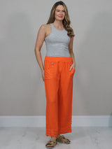Women Linen Trouser Orange