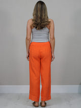 Solid Linen Wide Leg Trouser