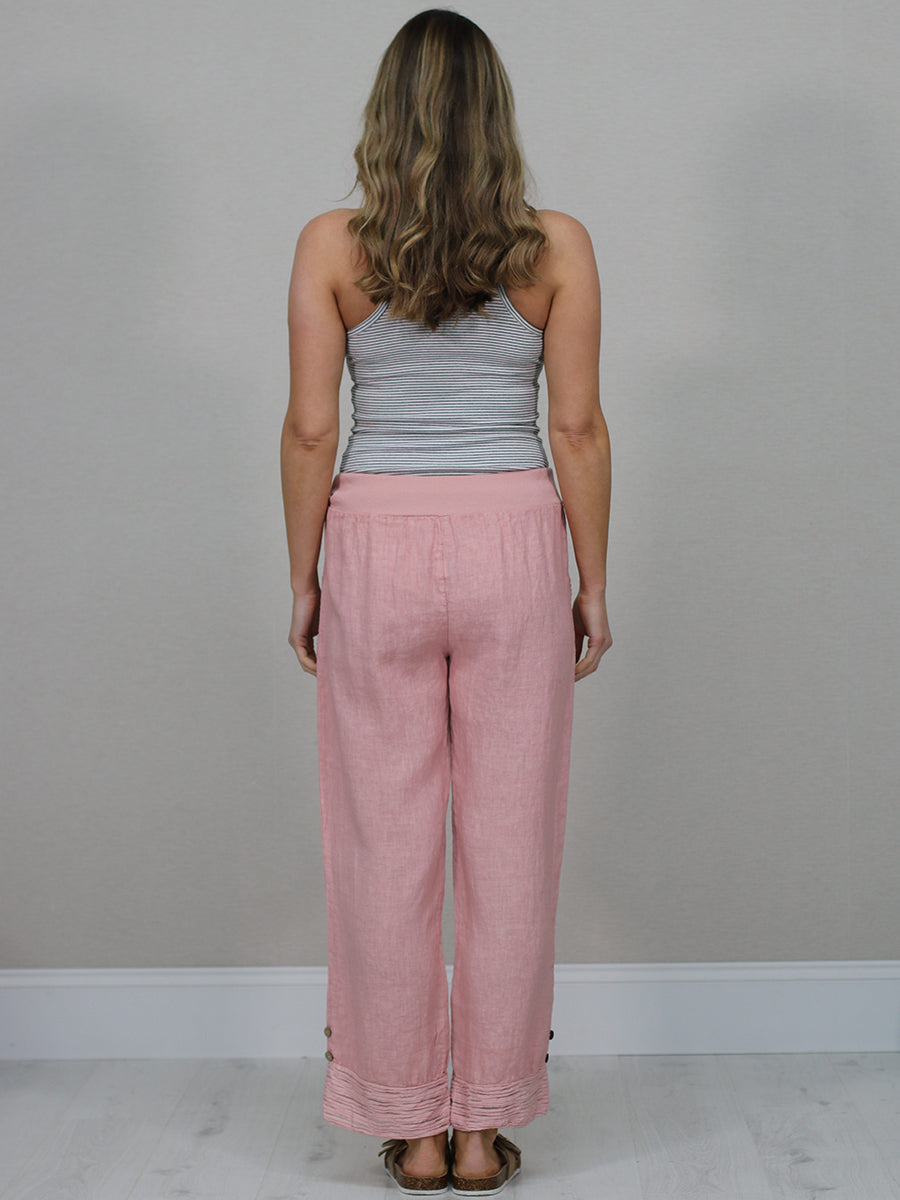 Solid Linen Wide Leg Trouser