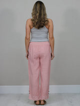 Solid Linen Wide Leg Trouser