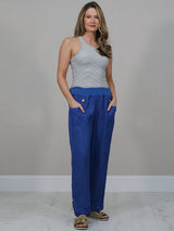 Women Linen Trouser Royal Blue