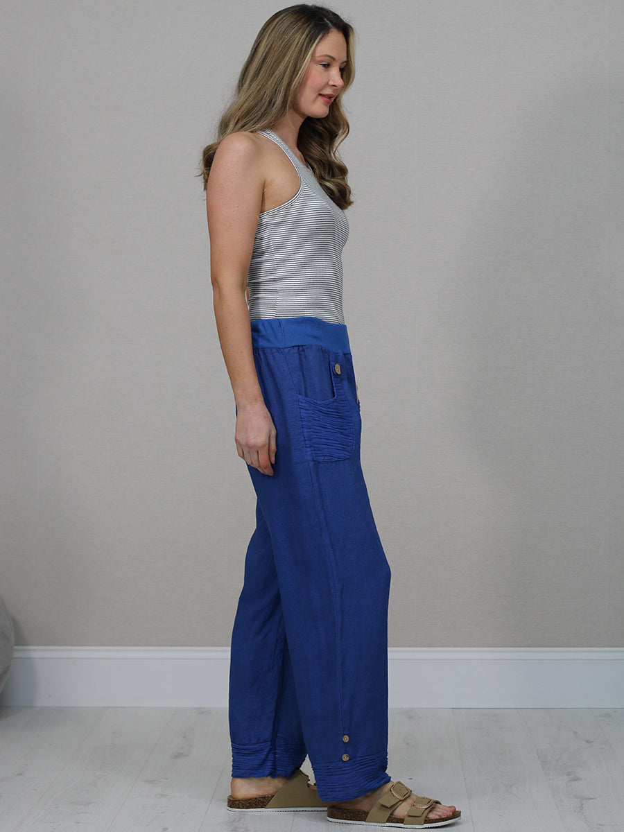 Solid Linen Wide Leg Trouser
