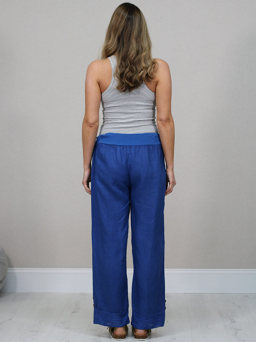 Solid Linen Wide Leg Trouser