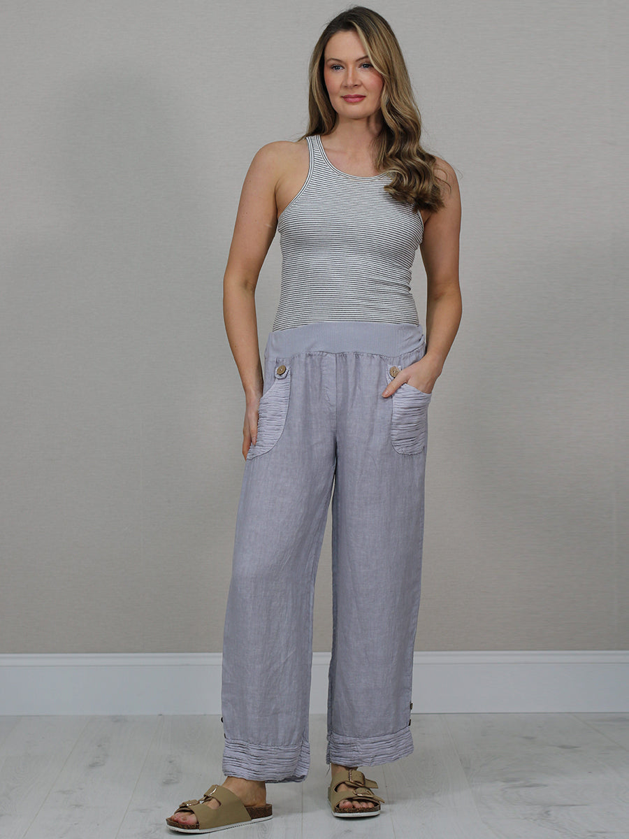 Women Linen Trouser Silver