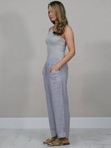 Solid Linen Wide Leg Trouser