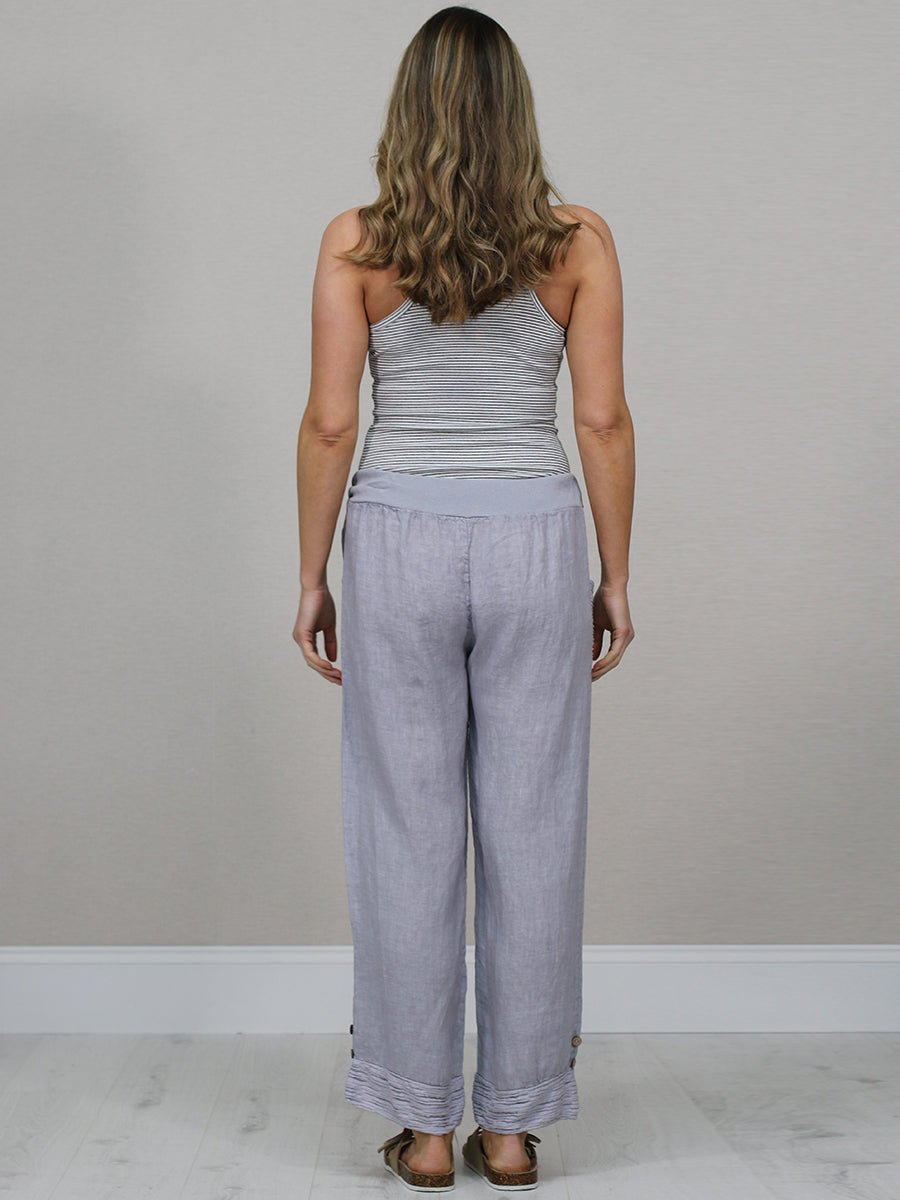Solid Linen Wide Leg Trouser