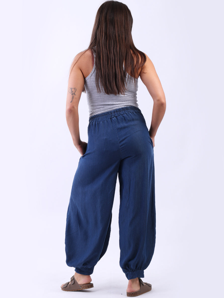 Casual Loose Fit Solid Linen Trouser