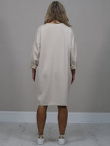 Italian Plus Size Sequin Patches Midi Dress