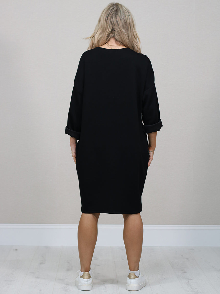 Italian Plus Size Sequin Patches Midi Dress