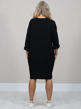 Italian Plus Size Sequin Patches Midi Dress