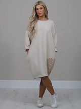 Italian Plus Size Sequin Patches Midi Dress