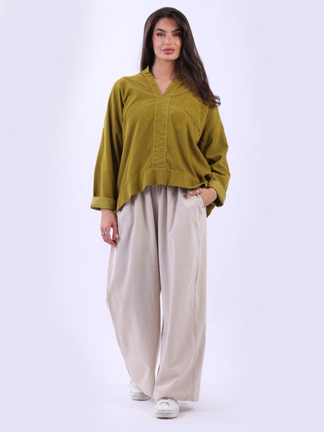 Italian Plain Cotton Collarless Baggy Top