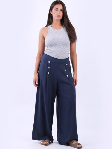 Linen Wide Leg Plain Pant