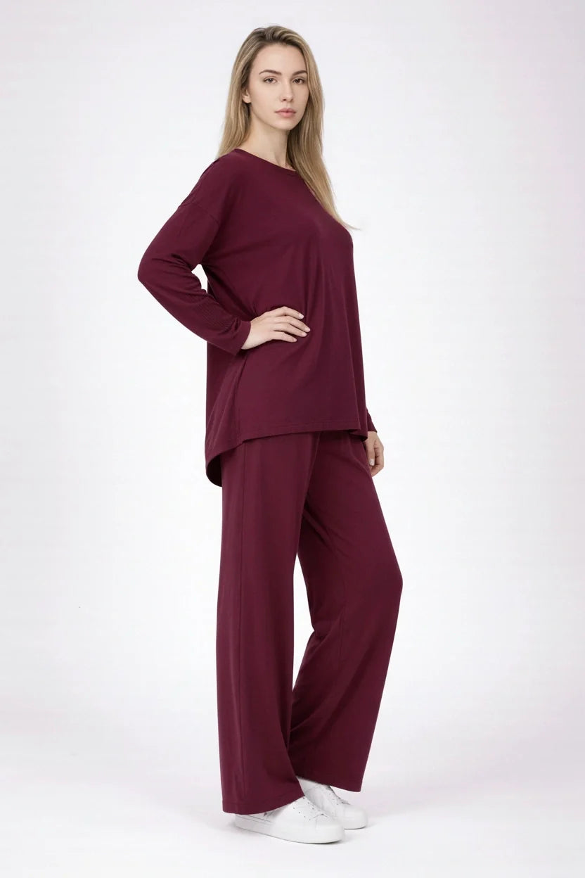 Women Solid Lounge Wear CoOrd Set