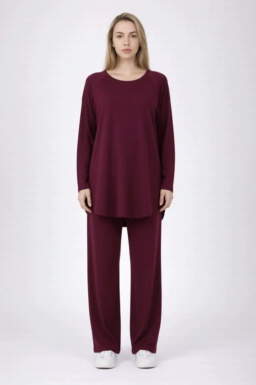 Women Solid Lounge Wear CoOrd Set