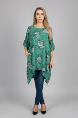 Women Linen Tunic Top Green