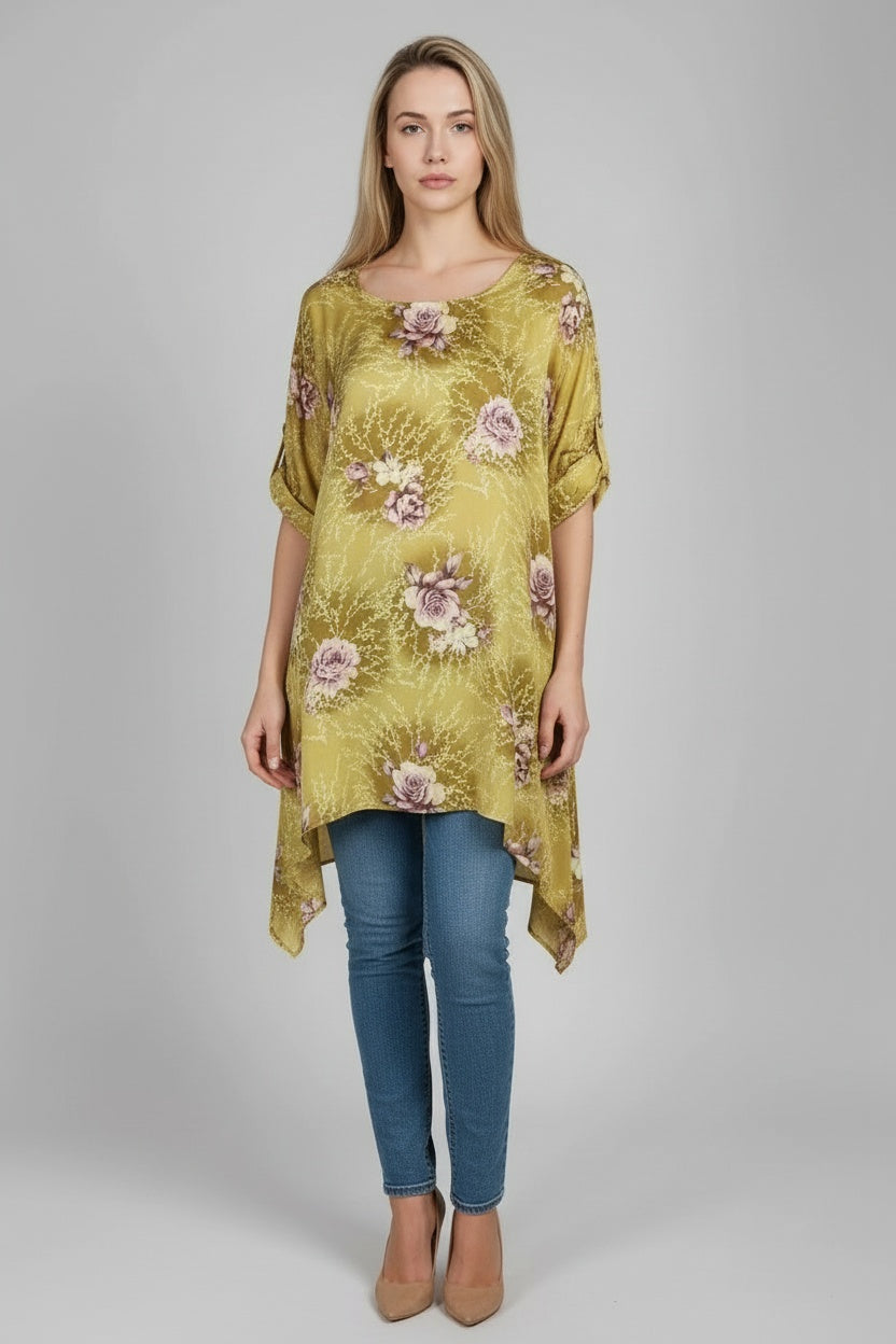 Women Linen Tunic Top Mustard