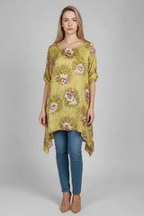 Women Linen Tunic Top Mustard