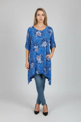 Women Linen Tunic Top Royal Blue
