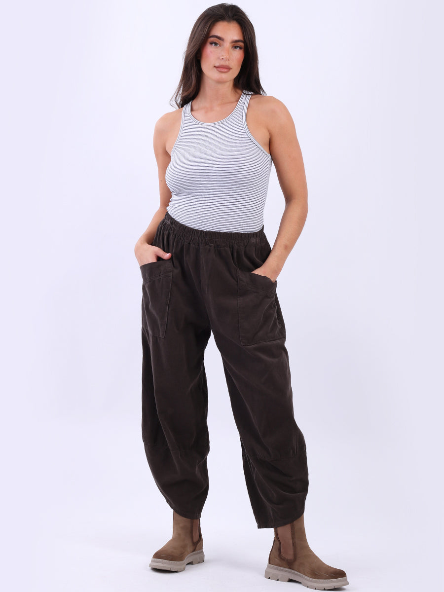 Women Solid Corduroy Cotton Trouser