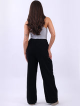 Ladies Plain Wide Leg Cotton Corduroy Trouser