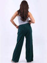 Ladies Plain Wide Leg Cotton Corduroy Trouser