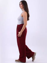 Ladies Plain Wide Leg Cotton Corduroy Trouser