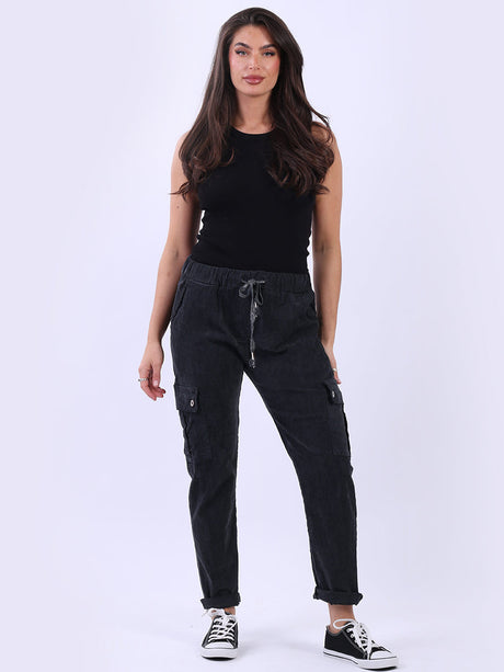 Women Plain Regular Fit Cargo Magic Pant