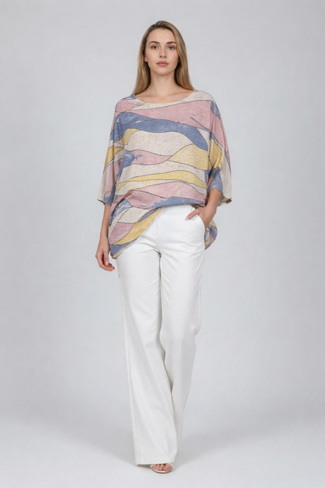 Abstract Print Baggy Cotton Top