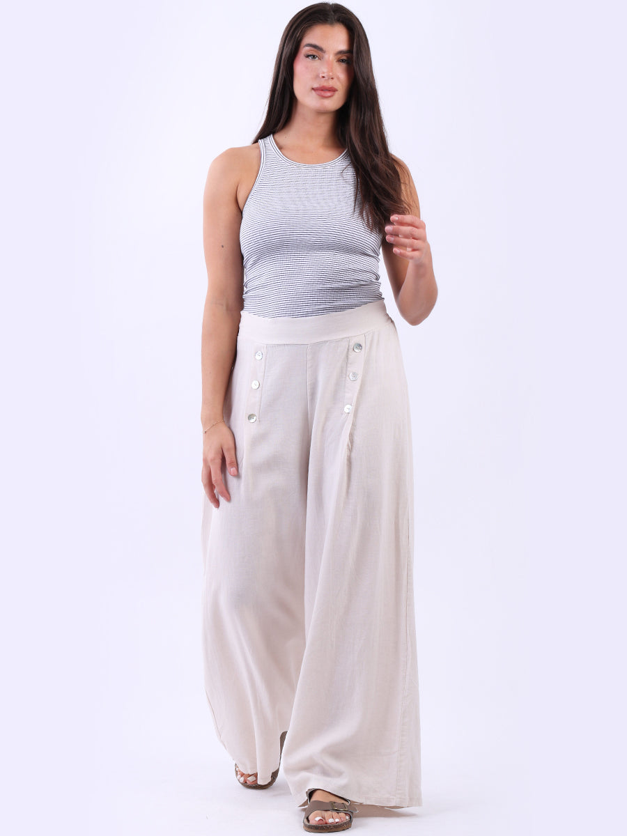 Linen Wide Leg Plain Pant