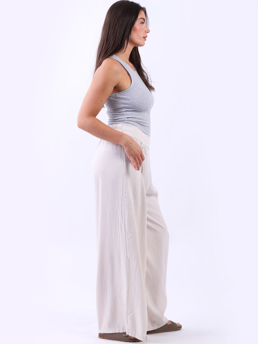 Linen Wide Leg Plain Pant